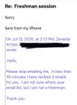 Freshman session email