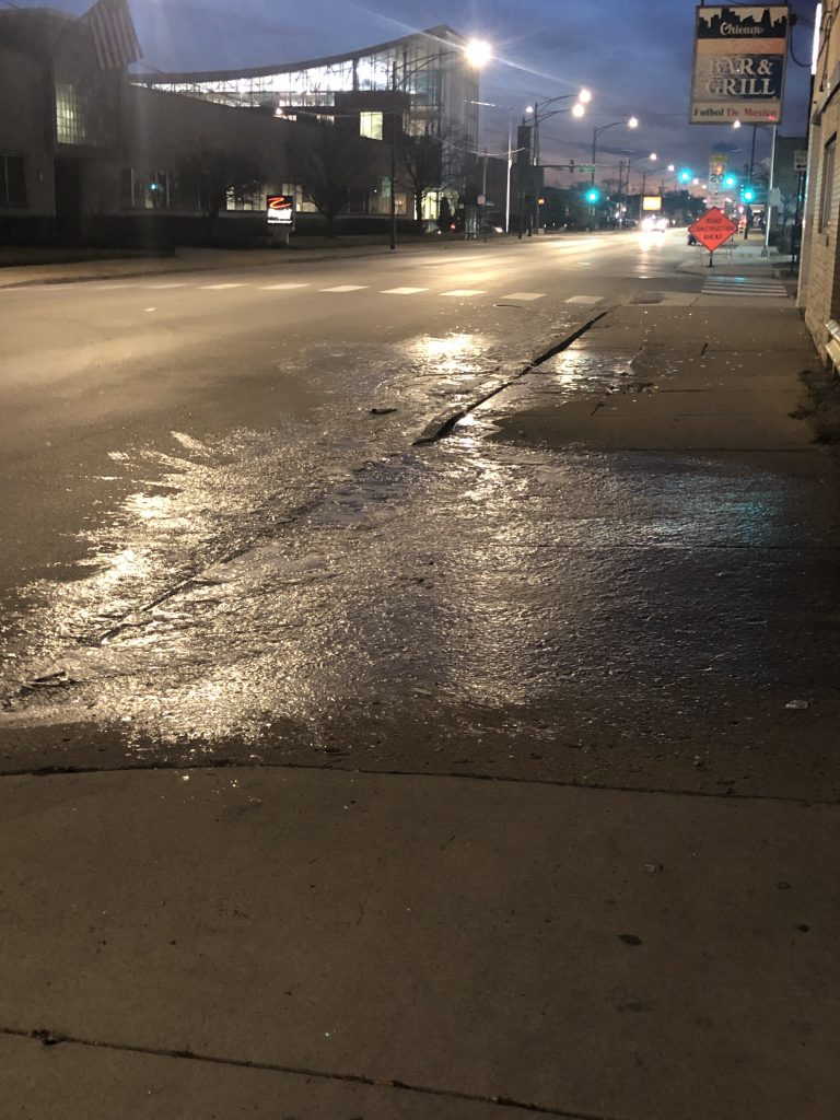 Ice on sidewalk