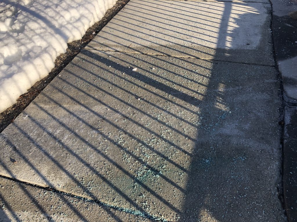 Ice on sidewalk